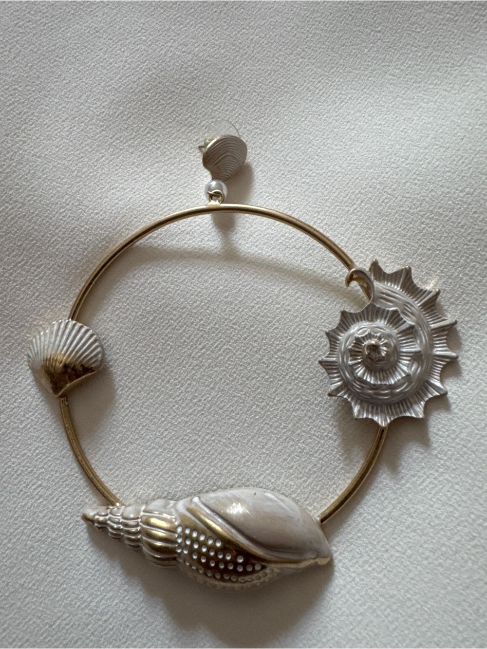 Zara Gold Seashell Hoop Earrings - Picture 2 of 6